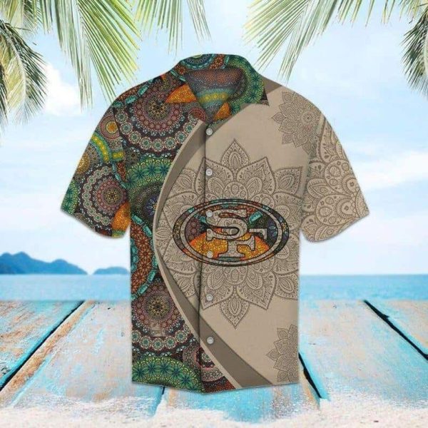 NFL San Francisco 49ers Hawaiian Shirt Mandala Pattern, NFL Hawaiian Shirt