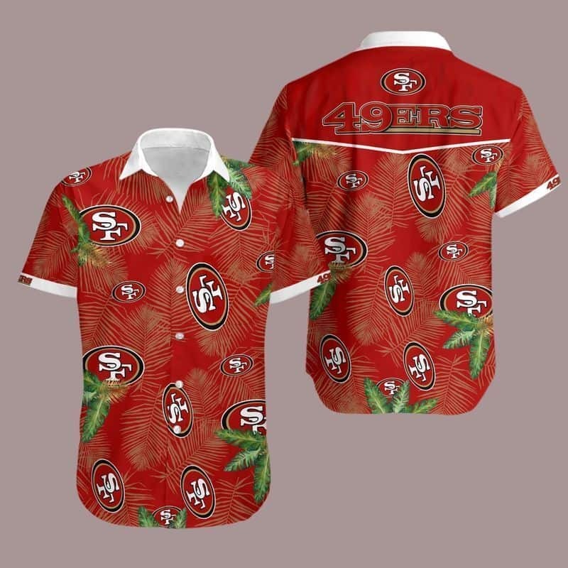 NFL San Francisco 49ers Hawaiian Shirt Palm Leaves Pattern All Over Print, NFL Hawaiian Shirt