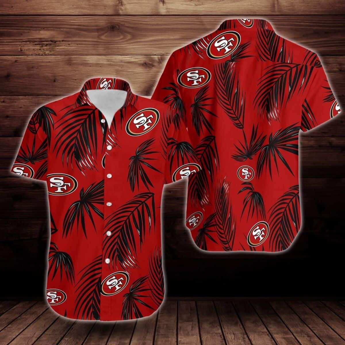 NFL San Francisco 49ers Hawaiian Shirt Palm Leaves Pattern Summer Beach Gift, NFL Hawaiian Shirt