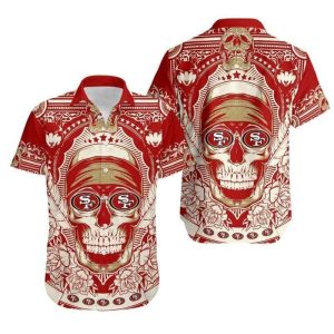 NFL San Francisco 49ers Hawaiian Shirt Skull Pattern All Over Print, NFL Hawaiian Shirt
