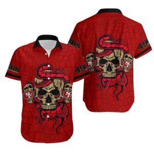 NFL San Francisco 49ers Hawaiian Shirt Snake And Skull, NFL Hawaiian Shirt