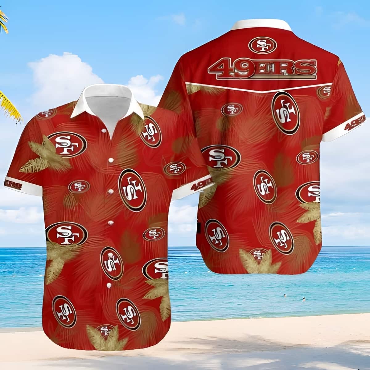 NFL San Francisco 49ers Hawaiian Shirt Summer Beach Gift, NFL Hawaiian Shirt