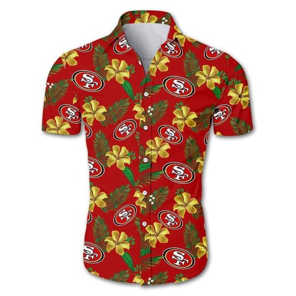 NFL San Francisco 49ers Hawaiian Shirt Tropical Flower Pattern, NFL Hawaiian Shirt