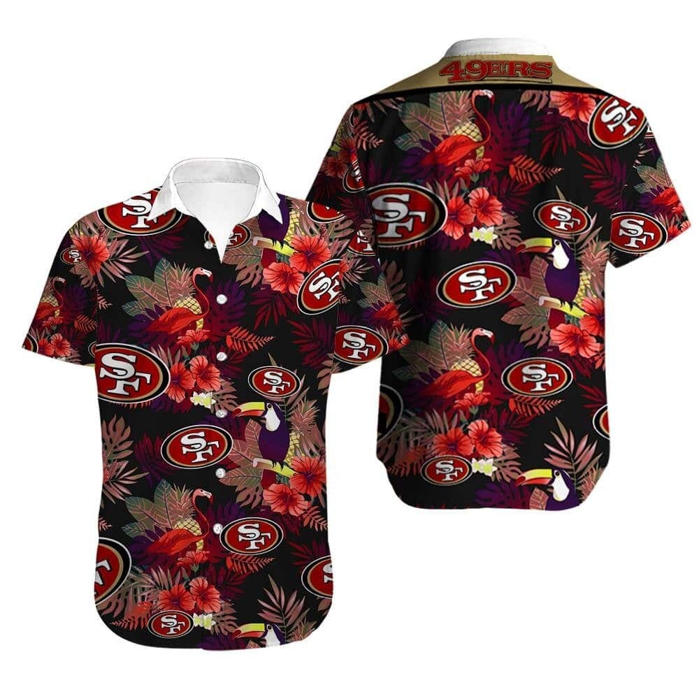 NFL San Francisco 49ers Hawaiian Shirt Tropical Pattern, NFL Hawaiian Shirt