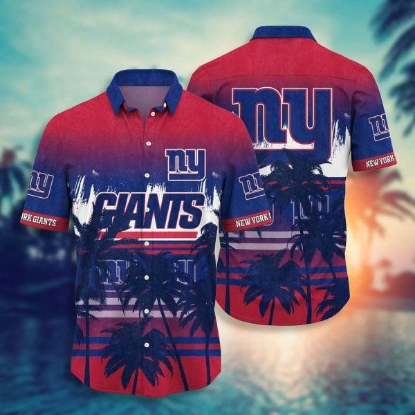NFL Summer NY Giants Hawaiian Shirt Tropical Pattern Graphic For Sports Enthusiast