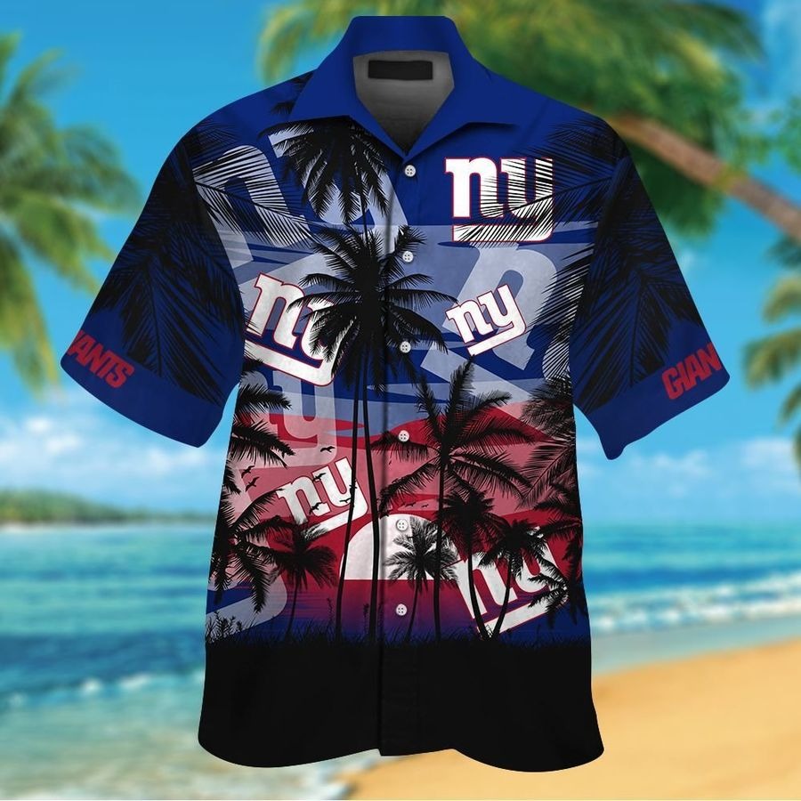NY Giants Hawaiian Shirt Button Up Tropical Aloha For Men