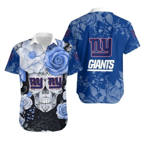 NY Giants Hawaiian Shirt Skull For Fan Short Sleeve Shirts