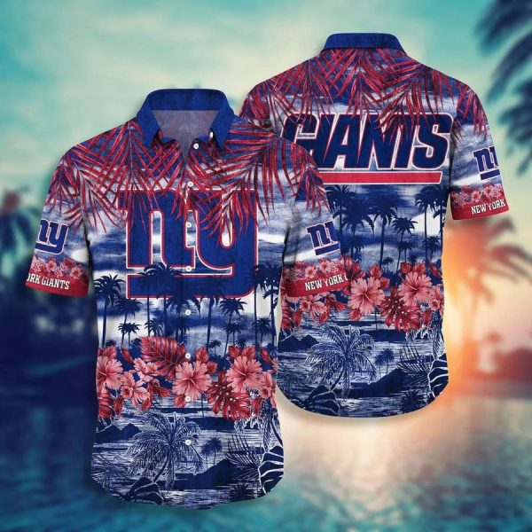 NY Giants Hawaiian Shirt Style Tropical Pattern Graphic Trending For Awesome Fans