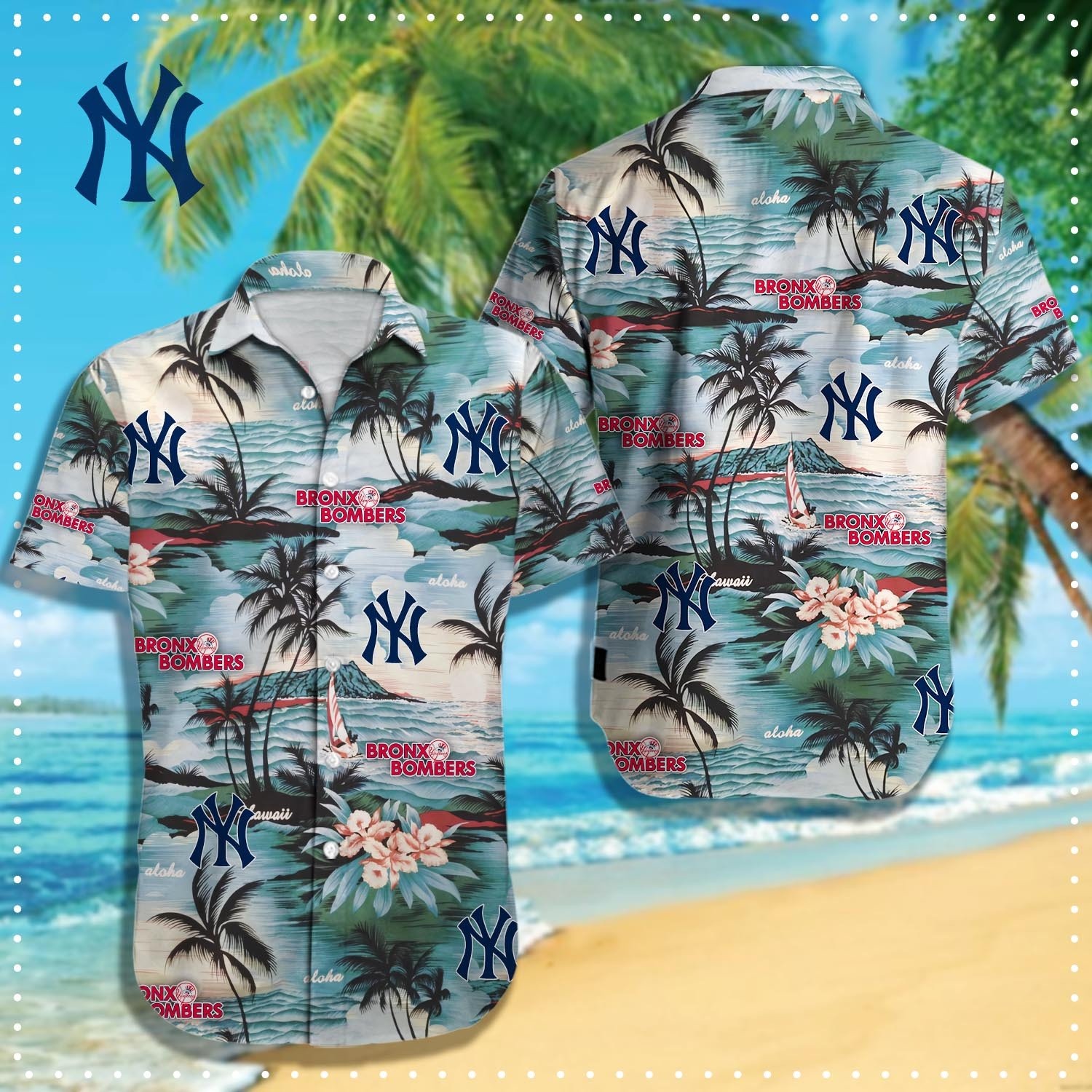 New York Yankees Bronx Bombers Aloha Hawaiian Shirt, Yankees Hawaiian Shirt