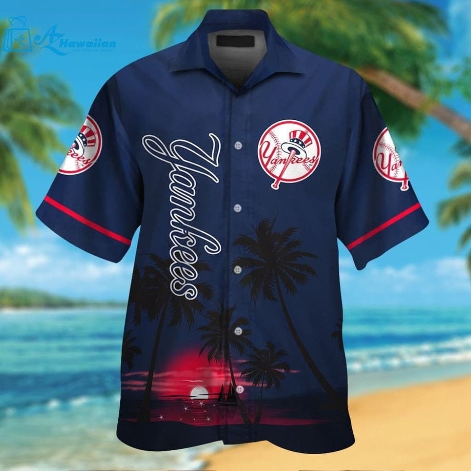 New York Yankees Hawaiian Shirt, Gift For Yankees Fan Hawaiian Beach Shirt, MLB New York Yankees Universal