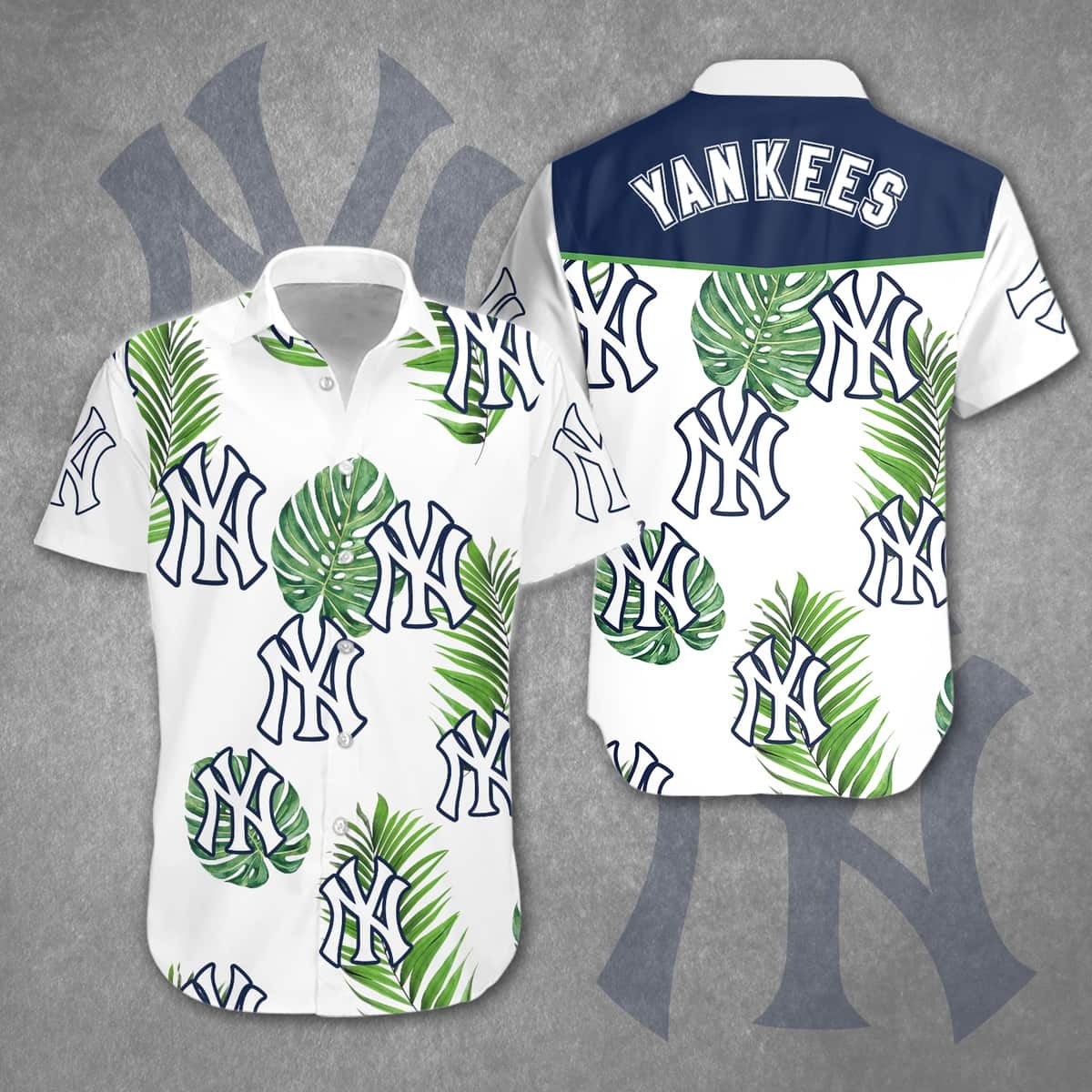 New York Yankees Hawaiian Shirt Palm Trees Pattern Gift For Beach Trip