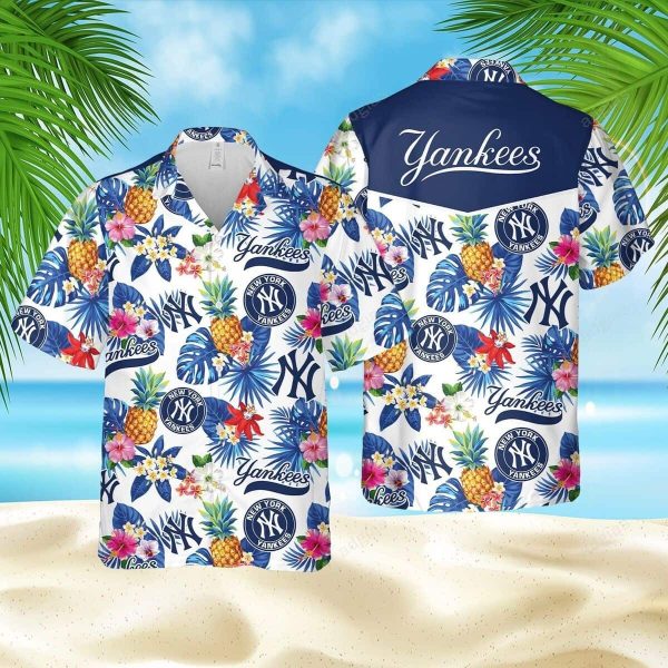 New York Yankees Hawaiian Shirt, Tropical Pineapple Pattern All Over Print