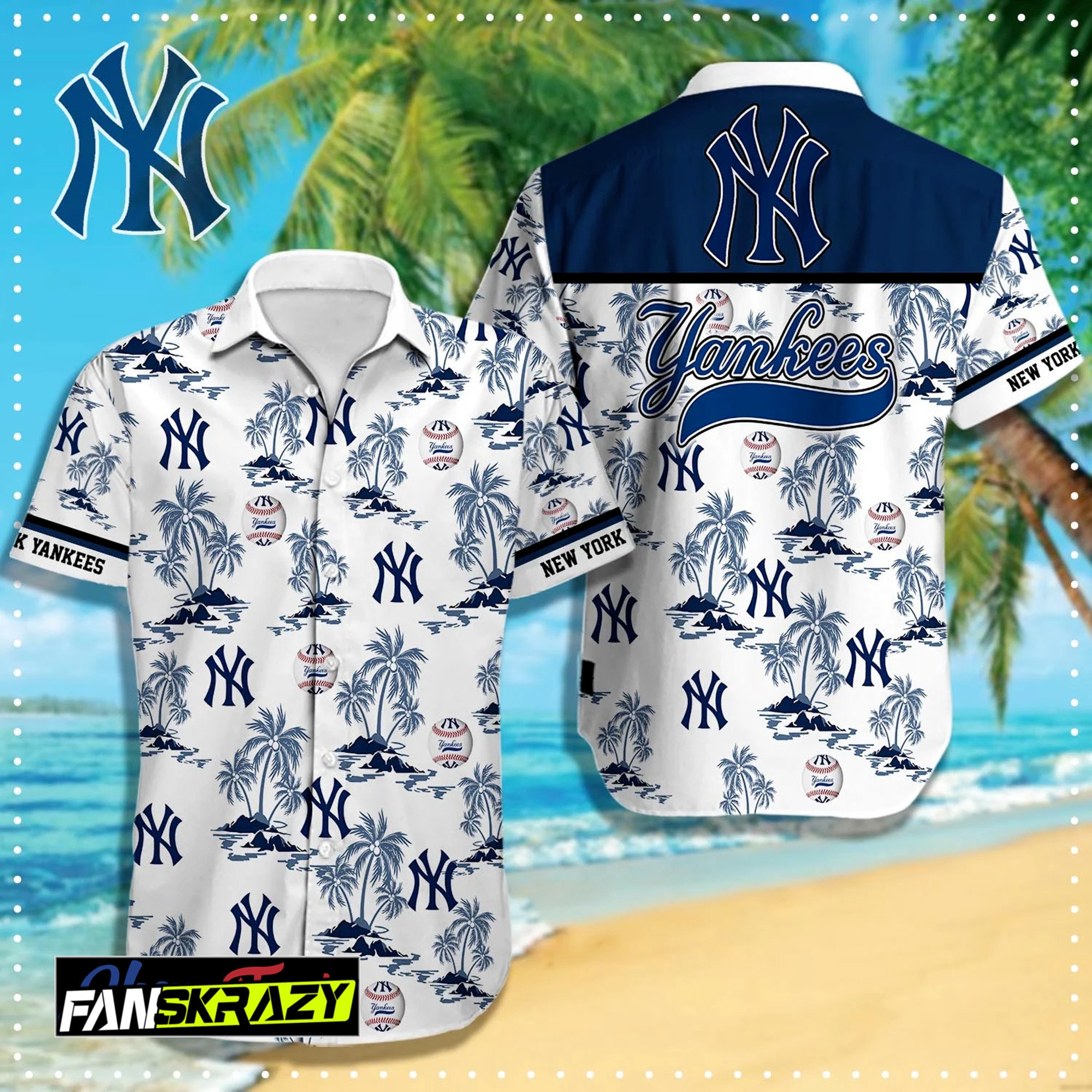 New York Yankees MLB Hawaiian Shirt Gift for Dad on Fathers Day, Hawaiian Beach Shirt Gift for Husband
