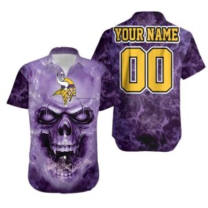 Personalized Beach Shirt Minnesota Vikings Skull For Vikings Fan, NFL Hawaiian Shirt