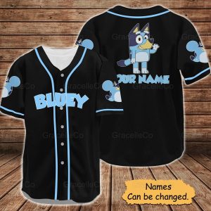 Personalized Bluey Baseball Shirt, Custom Bluey Jersey Shirt, Bluey Shirt Men, Bingo Shirt, Bluey Lover Gift
