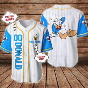 Personalized Donald Duck Baseball Jersey, Disney Donald Jersey Shirt, Donald Duck Shirt, Baseball Fan Shirt, Disney Shirt