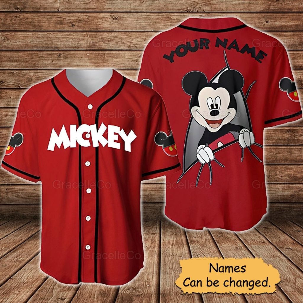 Personalized Mickey Baseball Shirt Mickey Mouse Jersey Shirts Mickey Mouse Tshirt Baseball T Shirt Disney Baseball Jersey 1