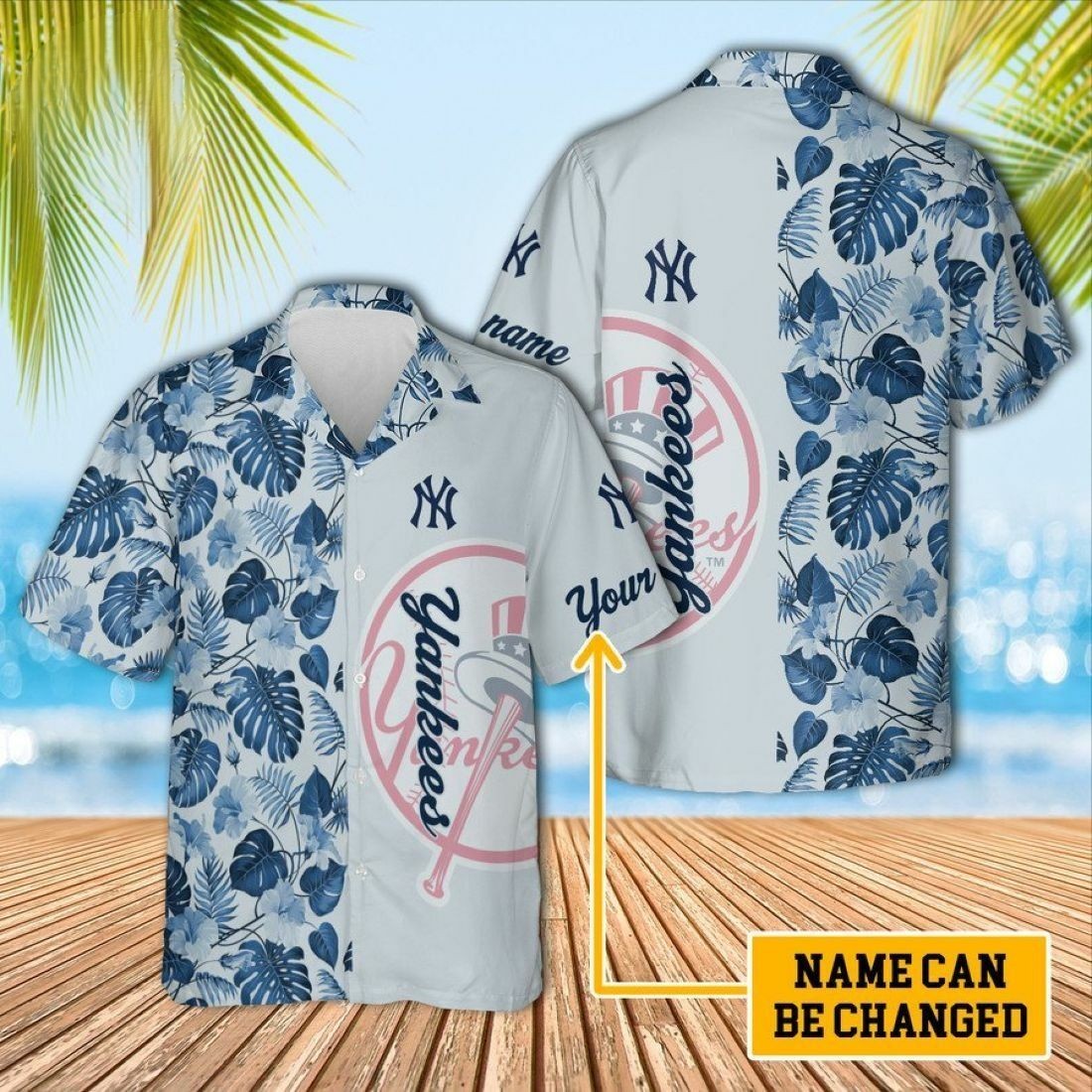 Personalized NY Yankees Unisex Custom Hawaiian Shirt, Yankees Hawaiian Shirt