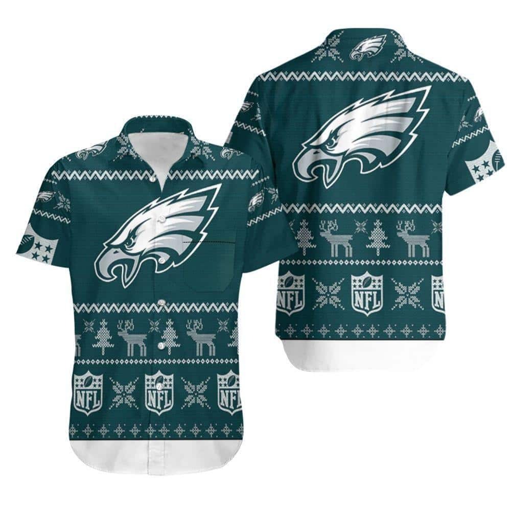 Philadelphia Eagles Hawaiian Shirt Christmas Gift For Beach Lovers, NFL Hawaiian Shirt