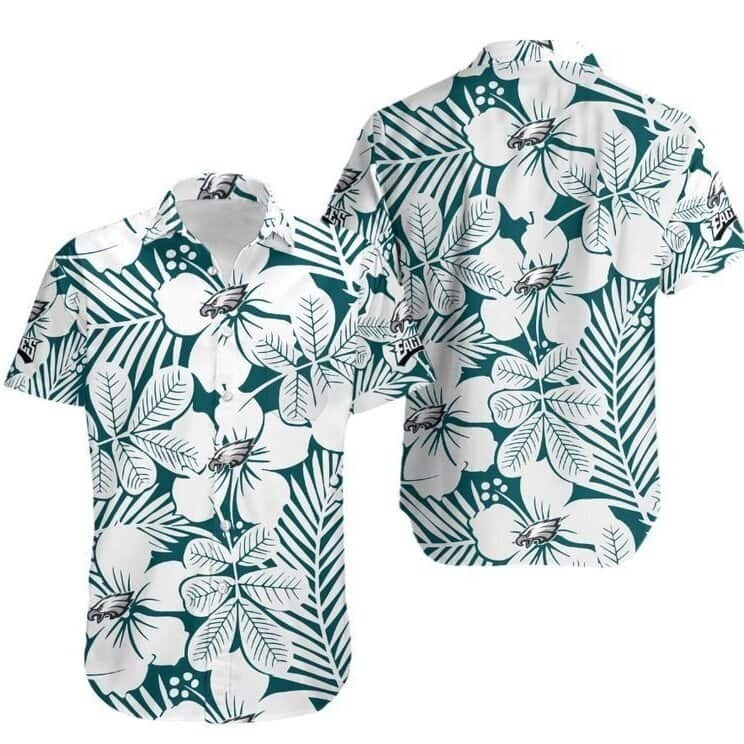 Philadelphia Eagles Hawaiian Shirt Flower Pattern Gift For NFL Fans, NFL Hawaiian Shirt