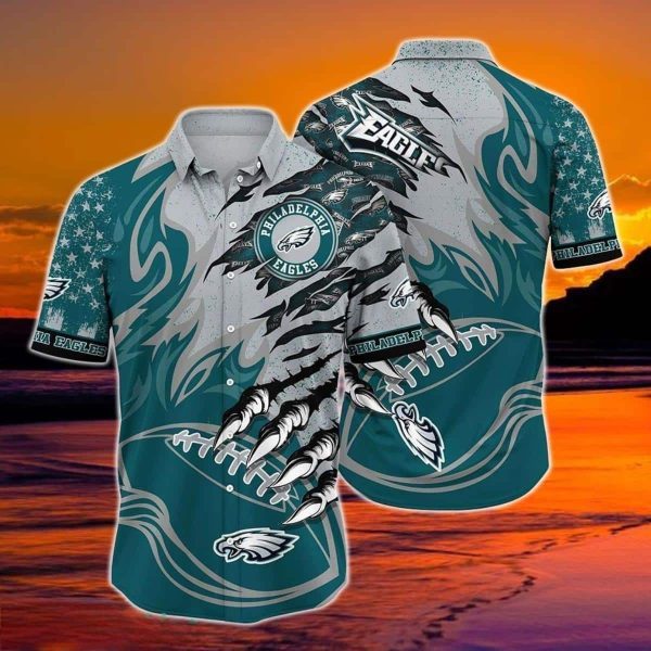 Philadelphia Eagles NFL Hawaiian Shirt Gift For Football Fans, NFL Hawaiian Shirt