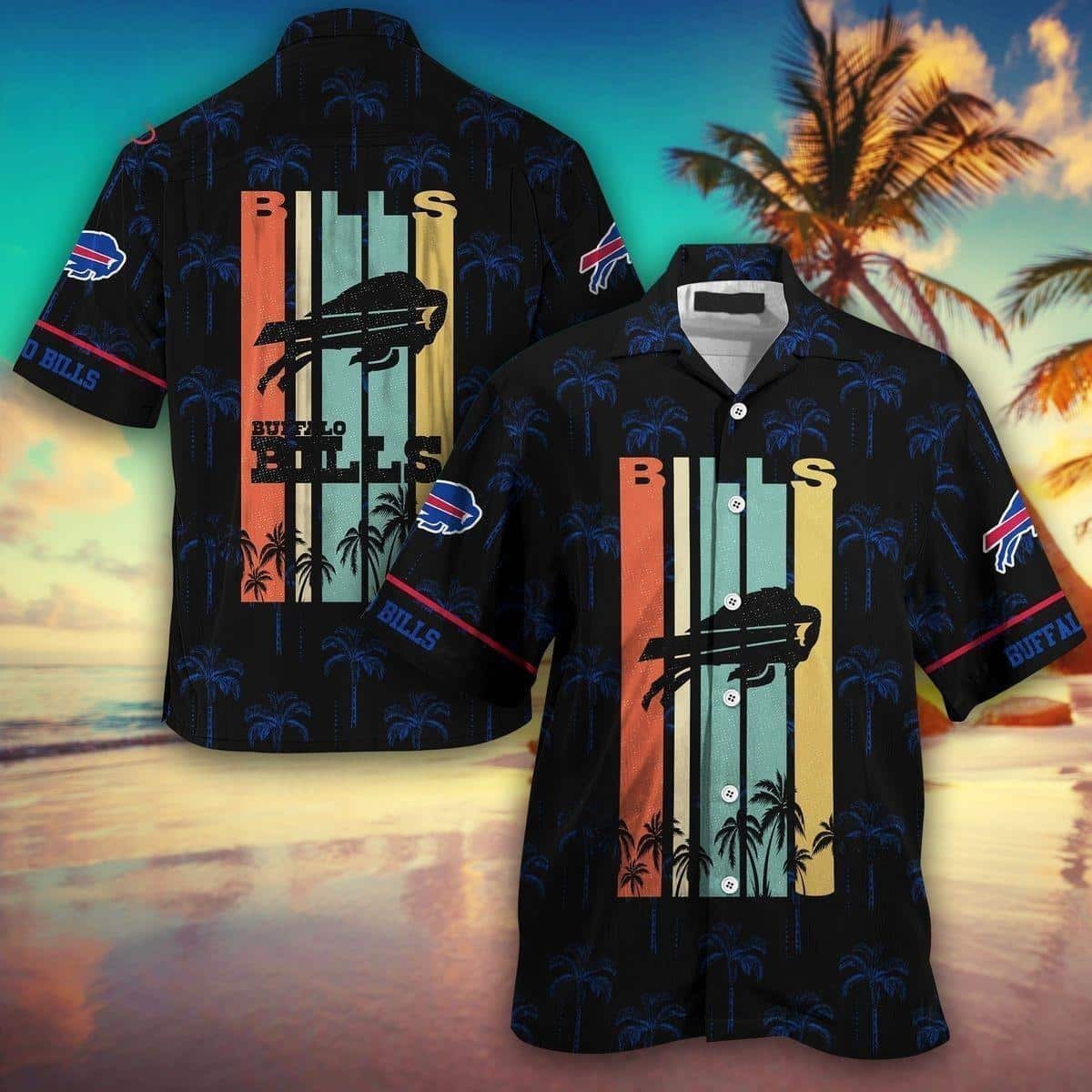 Retro NFL Buffalo Bills Hawaiian Shirt Gift For Beach Vacation, NFL Hawaiian Shirt