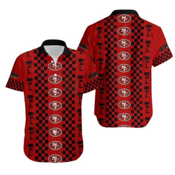 San Francisco 49ers Hawaiian Shirt Coconut Trees Gift For NFL Fans, NFL Hawaiian Shirt