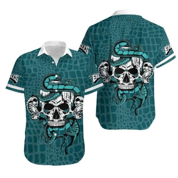 Snake And Skull NFL Philadelphia Eagles Hawaiian Shirt, NFL Hawaiian Shirt