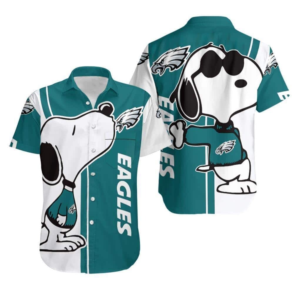 Snoopy Lovers Philadelphia Eagles Hawaiian Shirt Gift For Football Fans, NFL Hawaiian Shirt