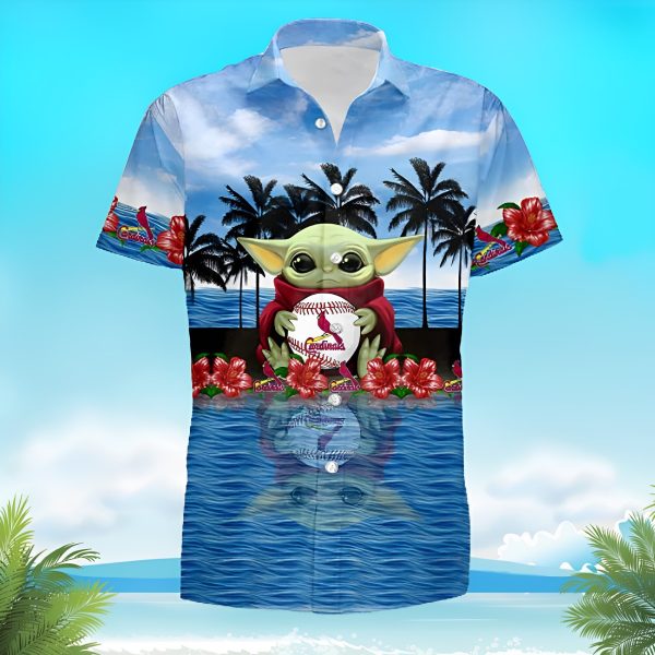 St Louis Cardinals Baby Yoda Hawaii Summer Hawaiian Shirt, St Louis Cardinals Hawaiian Shirt
