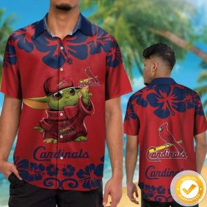 St Louis Cardinals Baby Yoda Hawaiian Shirt, Cardinals Hawaiian Shirt