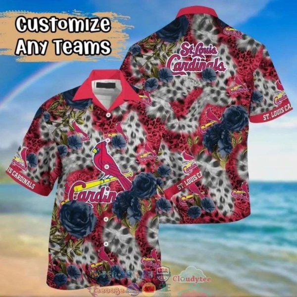 St Louis Cardinals MLB Leopard Rose Hawaiian Shirt, Cardinals Hawaiian Shirt