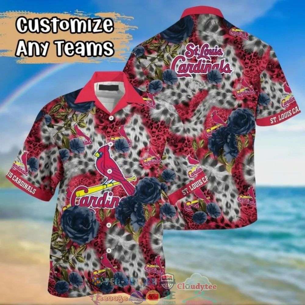 St Louis Cardinals MLB Leopard Rose Hawaiian Shirt, Cardinals Hawaiian Shirt