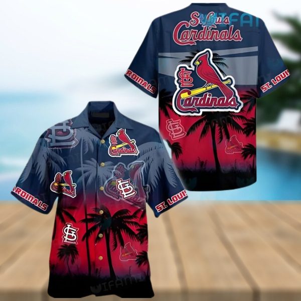 St Louis Cardinals Palm Tree Logo Hawaiian Shirt, St Louis Cardinals Hawaiian Shirt