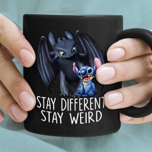 Stay Different Stay Weird Stitch And Toothless Mugs, Stitch Coffee Mugs, Toothless Mug, Disney Coffee Mug