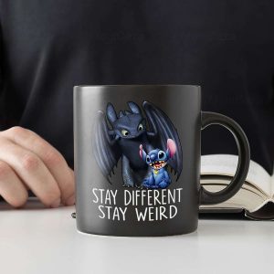 Stay Different Stay Weird Stitch And Toothless Mugs Stitch Coffee Mugs Toothless Mug Disney Coffee Mug 3 1