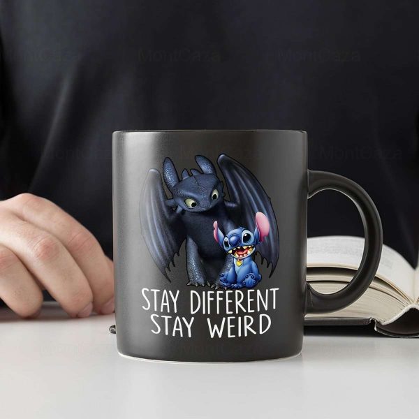 Stay Different Stay Weird Stitch And Toothless Mugs, Stitch Coffee Mugs, Toothless Mug, Disney Coffee Mug