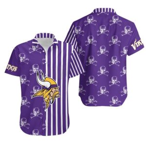 Stripes And Skull Minnesota Vikings Hawaiian Shirt For Fans