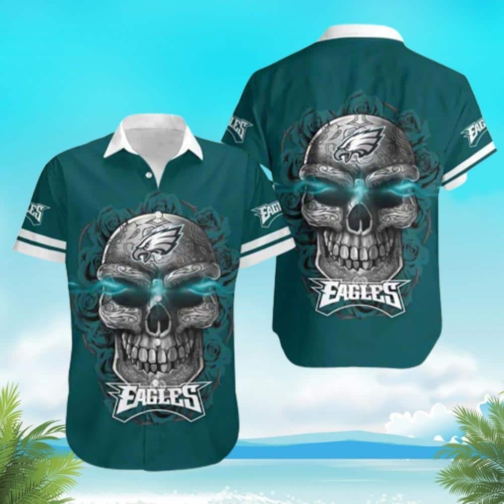 Sugar Skull NFL Philadelphia Eagles Hawaiian Shirt, NFL Hawaiian Shirt