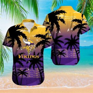 Summer Beach Short Sleeve Mens Minnesota Vikings Hawaiian Shirt
