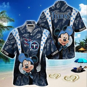 Tennessee Titans Logo Mickey Mouse Disney Hawaiian Shirt, NFL Hawaiian Shirt