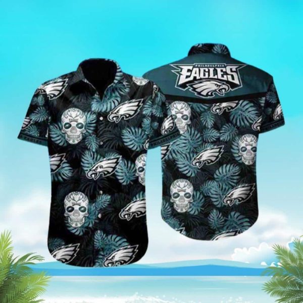 Tropical Skull NFL Philadelphia Eagles Hawaiian Shirt, NFL Hawaiian Shirt