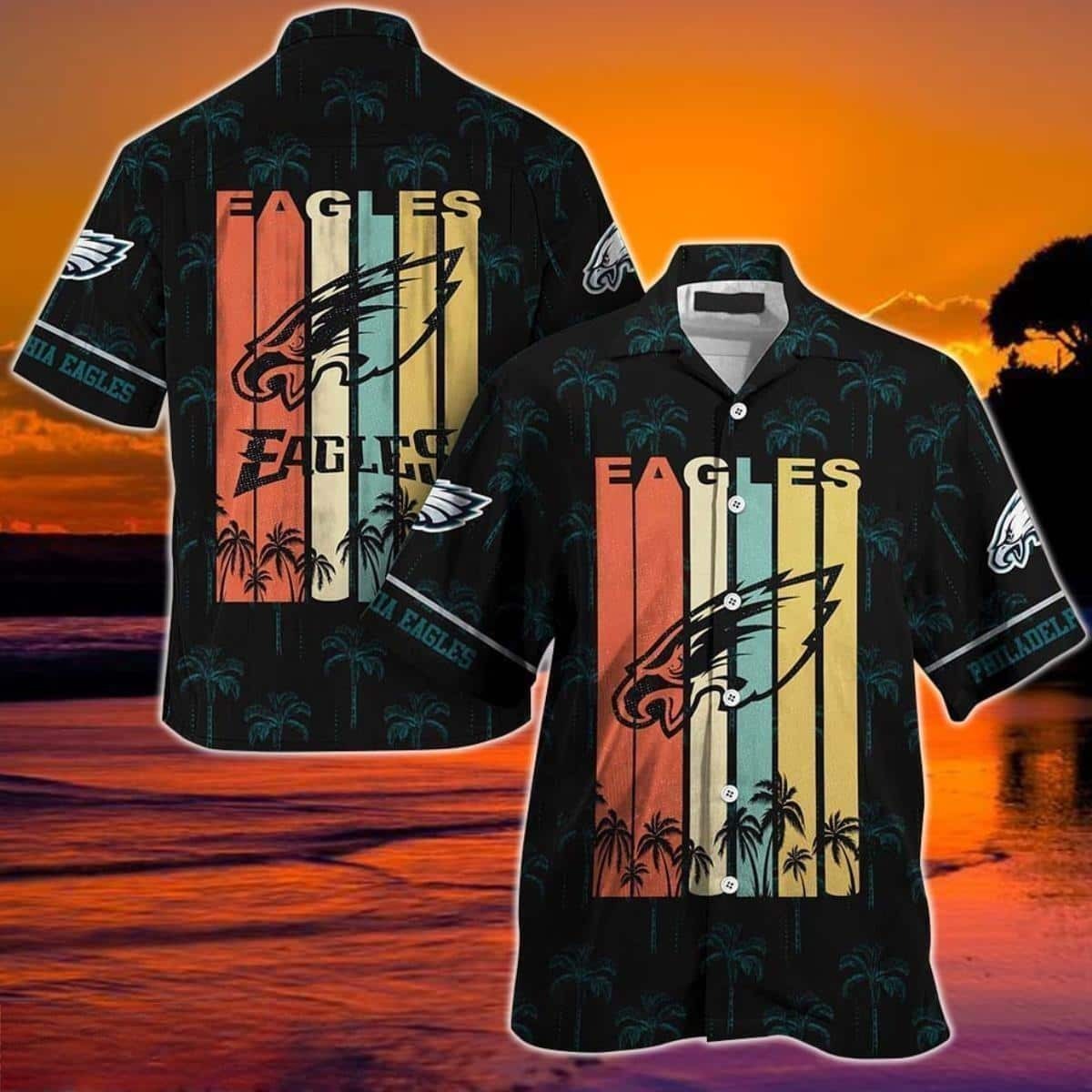 Vintage NFL Philadelphia Eagles Hawaiian Shirt Beach Gift For Dad, NFL Hawaiian Shirt