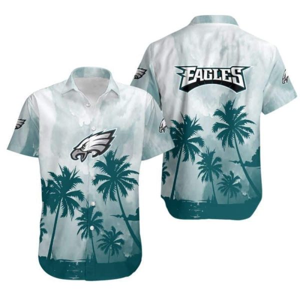 Vintage NFL Philadelphia Eagles Hawaiian Shirt Coconut Trees, NFL Hawaiian Shirt