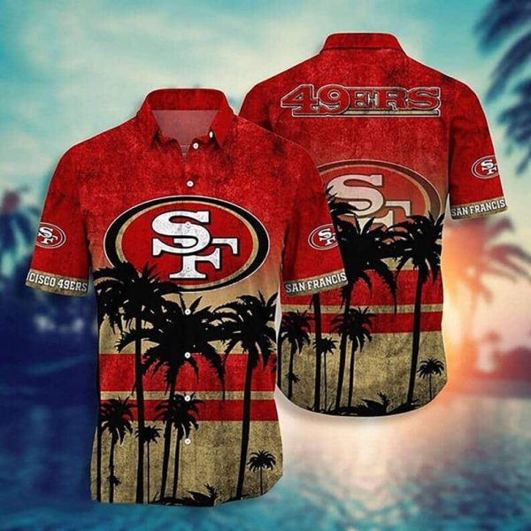 Vintage NFL San Francisco 49ers Hawaiian Shirt Summer Beach Gift, NFL Hawaiian Shirt