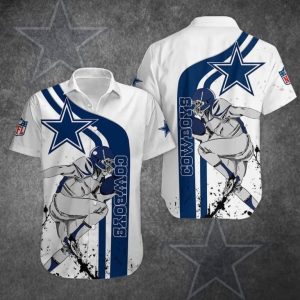 White Aloha NFL Dallas Cowboys Hawaiian Shirt Gift For Football Fans, NFL Hawaiian Shirt