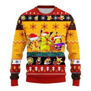 Anime 3 Pikachu Christmas Gifts Pokemon Xmas Sweater