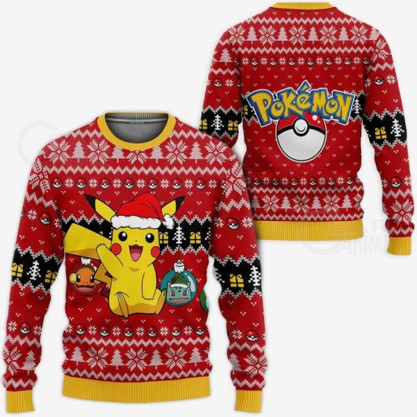 Anime Pikachu Cute Ball Pokemon Christmas Sweater