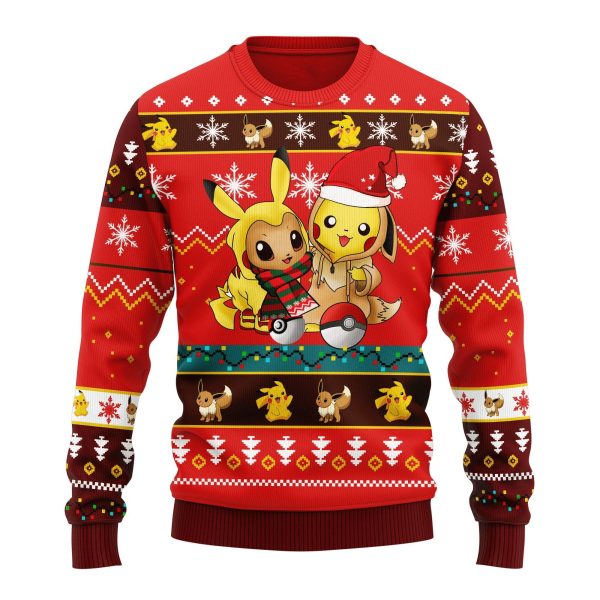 Anime Pikachu Red Pokemon Christmas Sweater