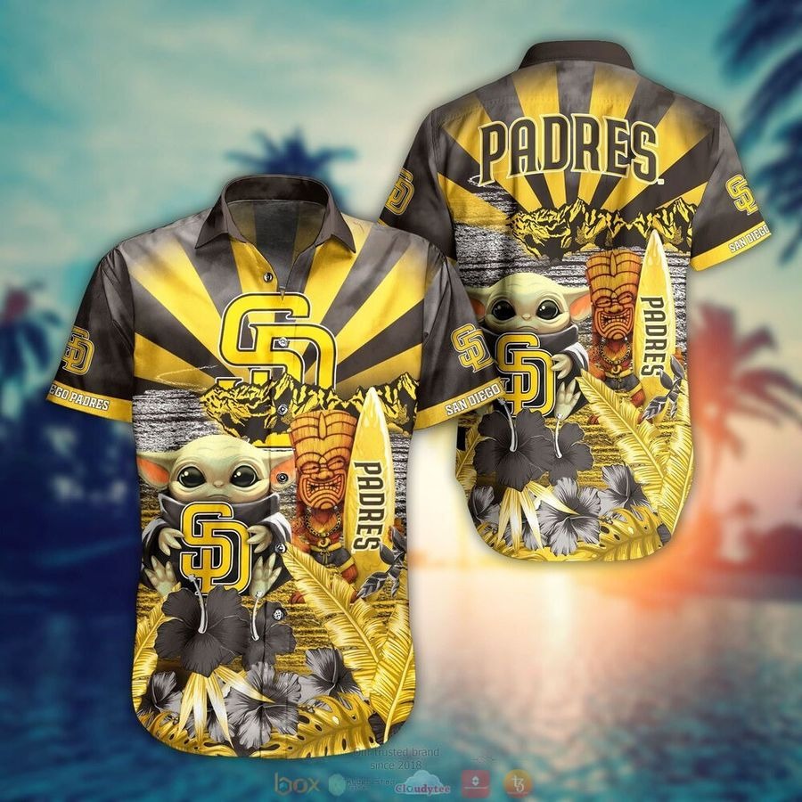 San Diego Padres Baby Yoda MLB Tropical Yellow Hawaiian Shirt And Shorts